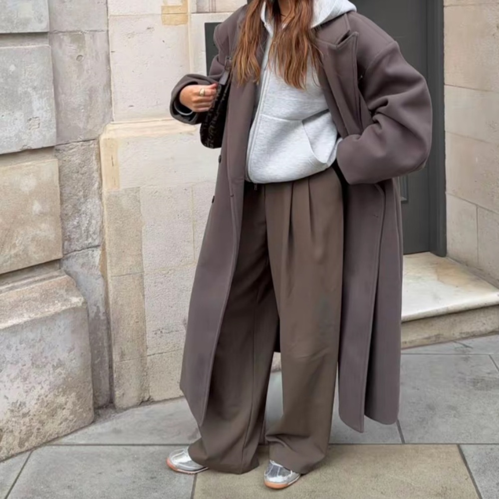 Source Unknown Wallis Oversized Grandpa Coat- Grey Medium - Picture 3 of 14